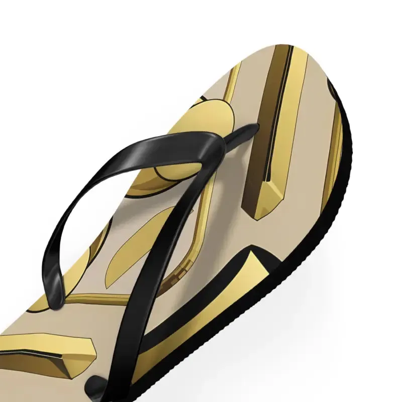 Gold Abstract Flip Flops Summer Vibes for Beach Parties