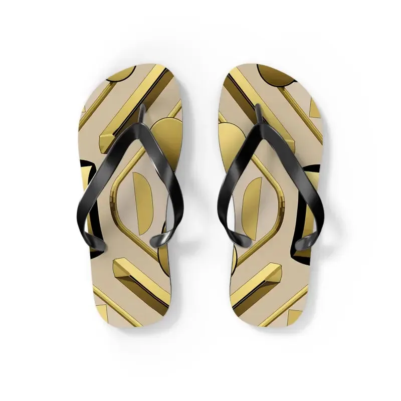 Gold Abstract Flip Flops Summer Vibes for Beach Parties
