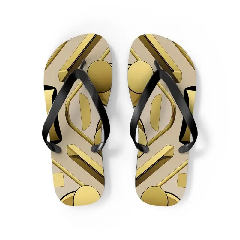 Gold Abstract Flip Flops Summer Vibes for Beach Parties