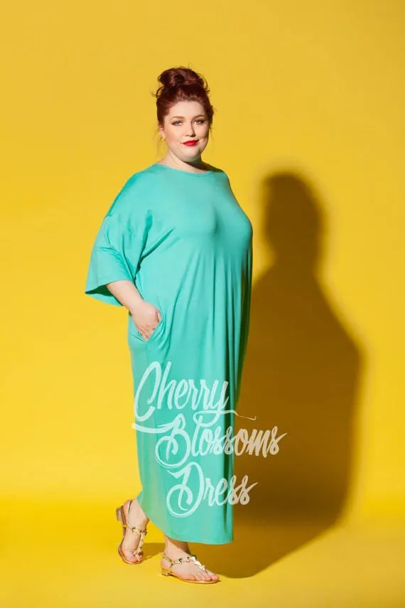 Gray Maxi Dress, Plus Size Women Clothing, Loose Fit Summer Dress, Minimalist Dress, Plus Size Kaftan Dress with Pockets