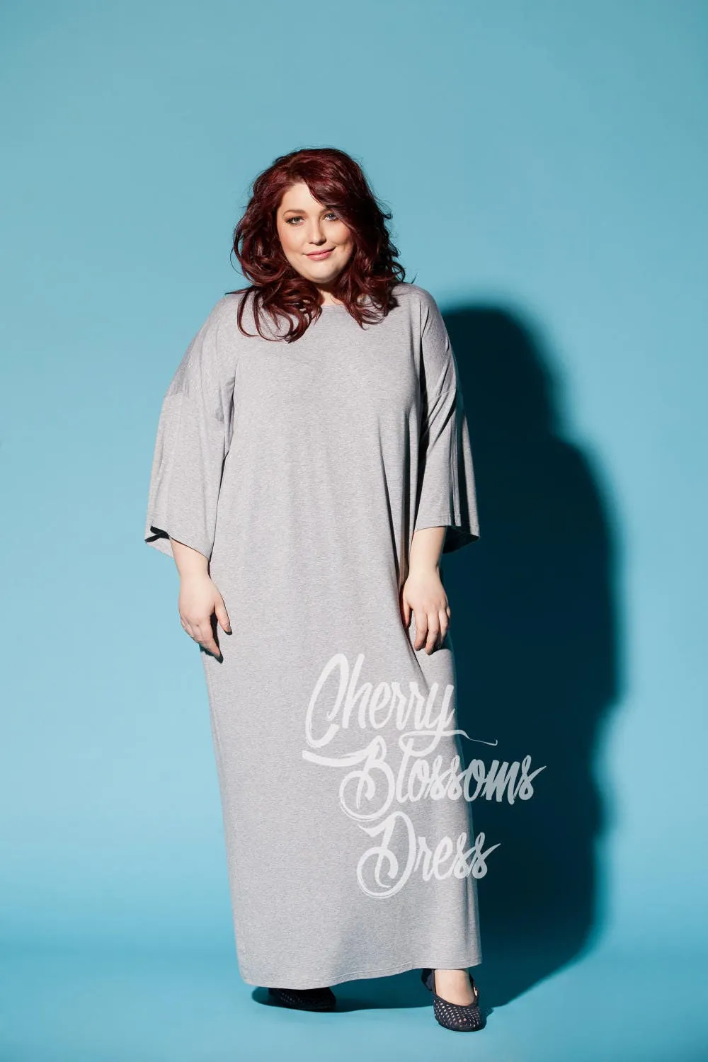 Gray Maxi Dress, Plus Size Women Clothing, Loose Fit Summer Dress, Minimalist Dress, Plus Size Kaftan Dress with Pockets