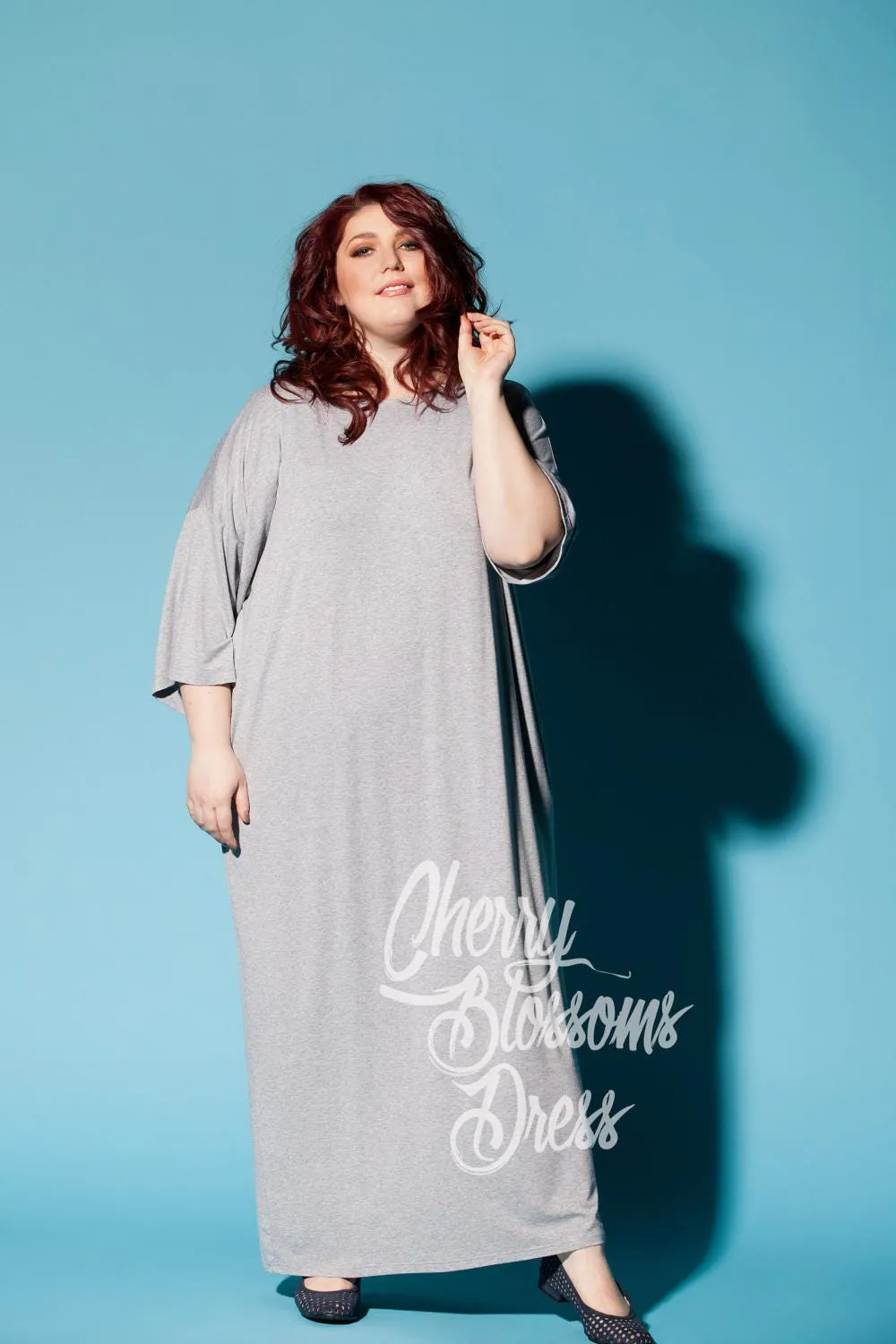 Gray Maxi Dress, Plus Size Women Clothing, Loose Fit Summer Dress, Minimalist Dress, Plus Size Kaftan Dress with Pockets