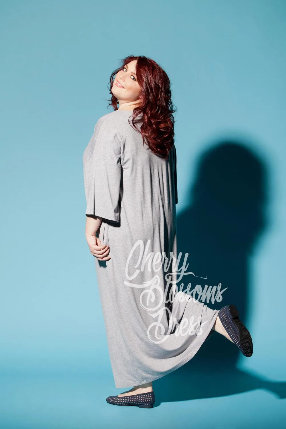 Gray Maxi Dress, Plus Size Women Clothing, Loose Fit Summer Dress, Minimalist Dress, Plus Size Kaftan Dress with Pockets