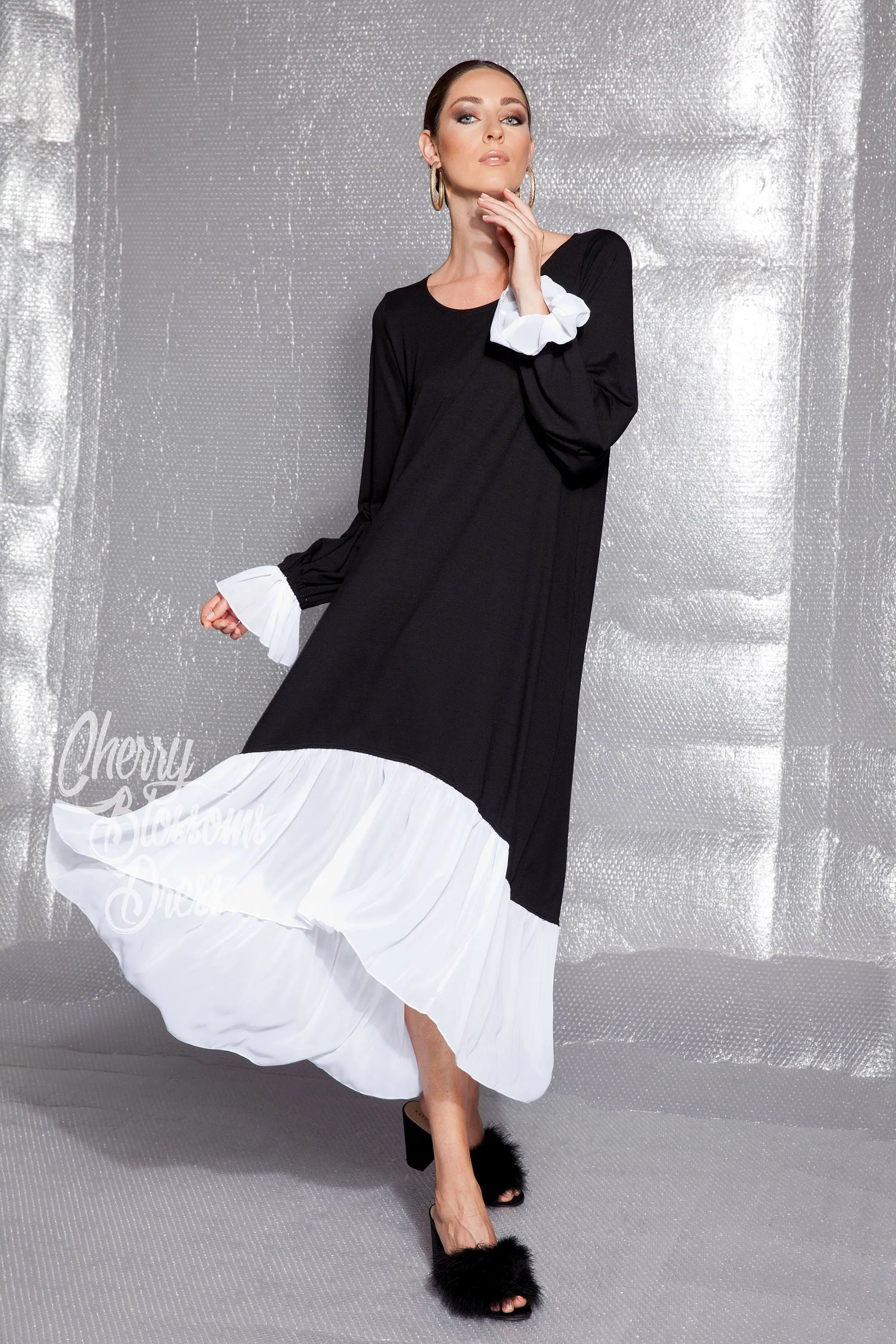 Grey Maxi dress/ Grey bridesmaid dress/ Plus size dress/ Summer dress/ Maxi dress with sleeves/ Maxi dress summer/ Long sleeve dress/022.172
