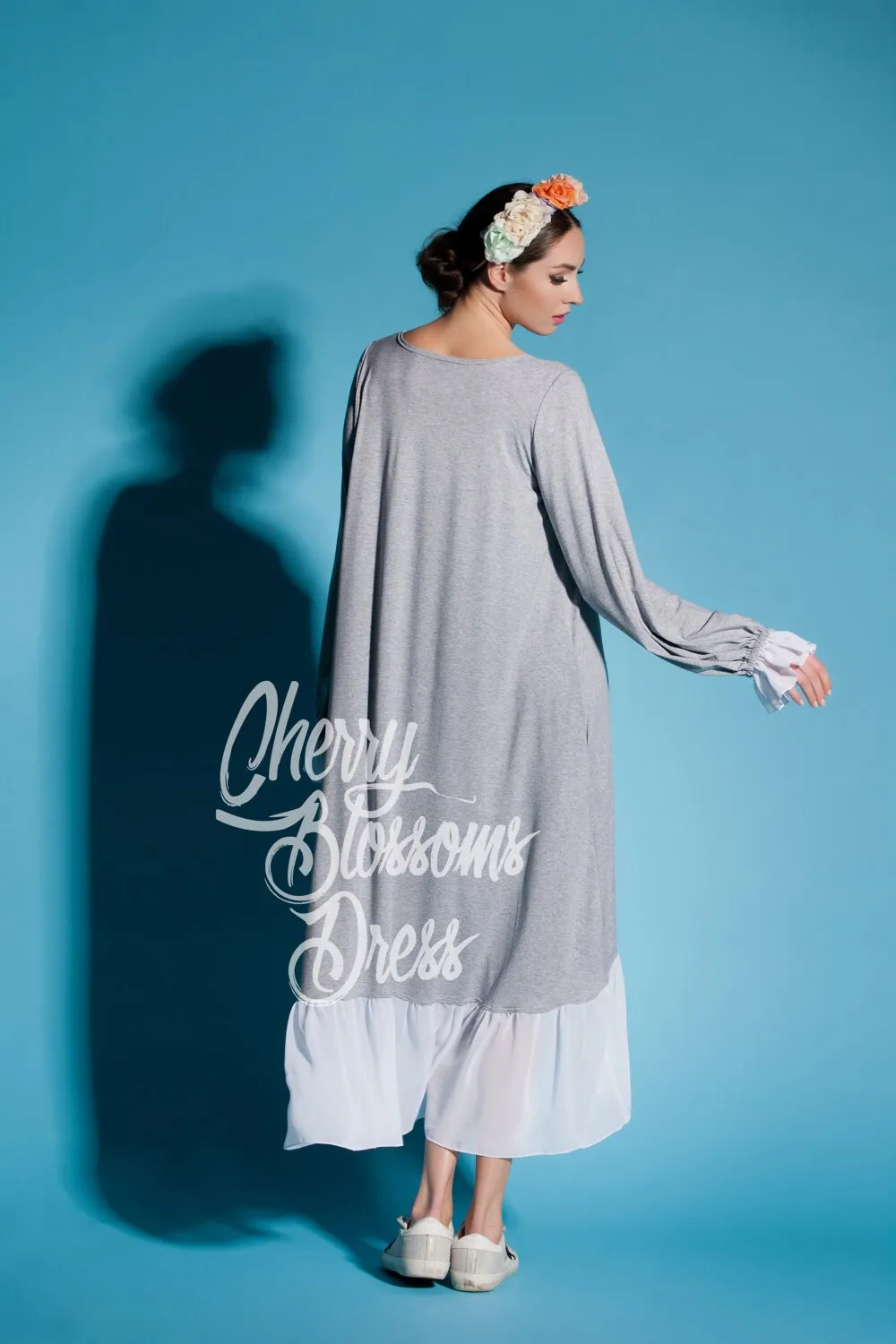 Grey Maxi dress/ Grey bridesmaid dress/ Plus size dress/ Summer dress/ Maxi dress with sleeves/ Maxi dress summer/ Long sleeve dress/022.172
