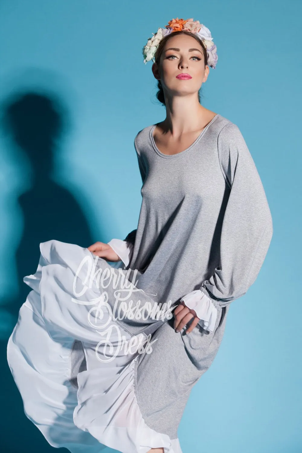 Grey Maxi dress/ Grey bridesmaid dress/ Plus size dress/ Summer dress/ Maxi dress with sleeves/ Maxi dress summer/ Long sleeve dress/022.172