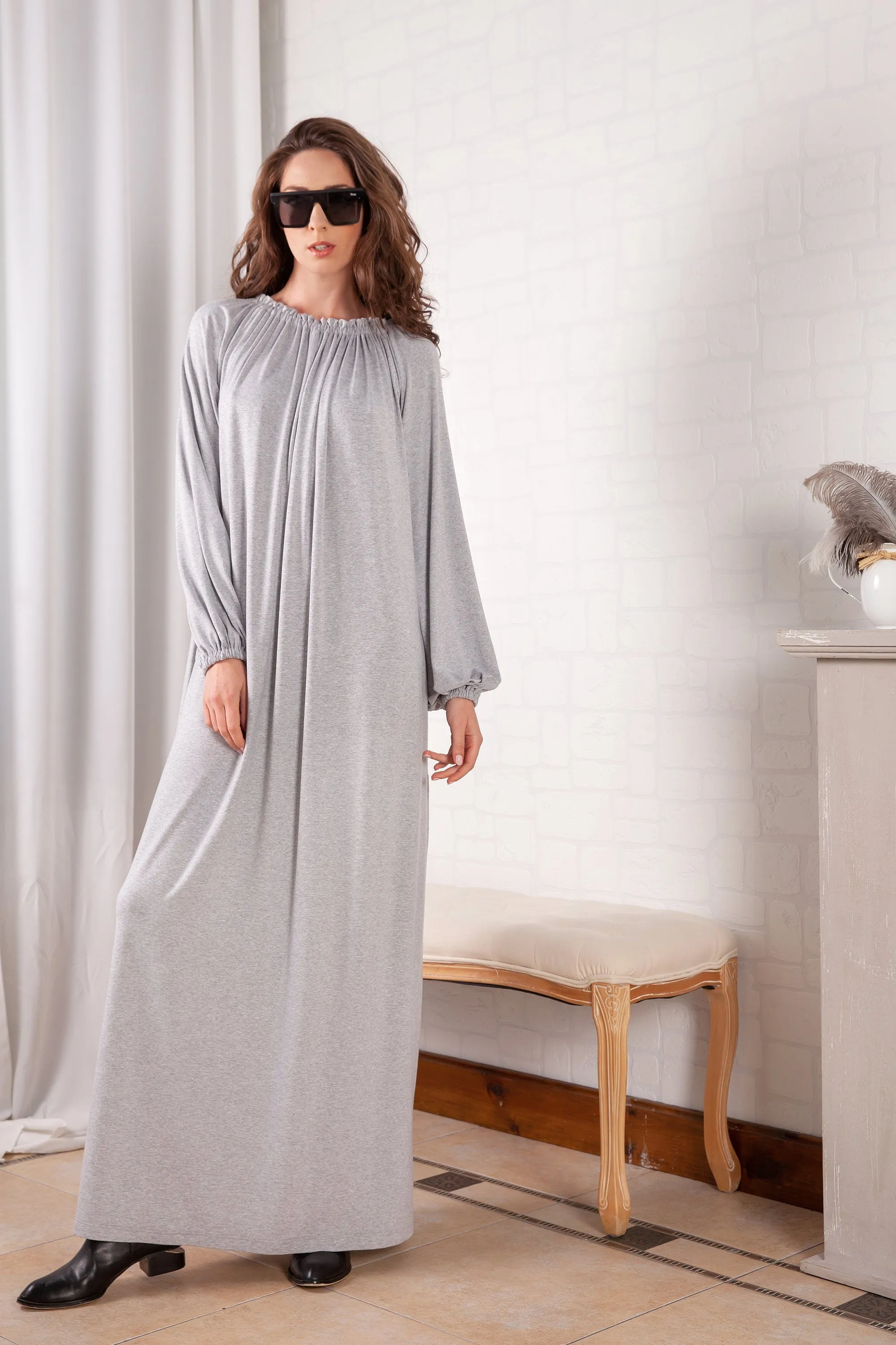 Grey Maxi Dress, Grey Kaftan Dress, Long Sleeve Maxi Dress, A line Dress, Caftan Dress, Loose Dress, Comfy Dress, Kaftan Maxi Dress, Robe