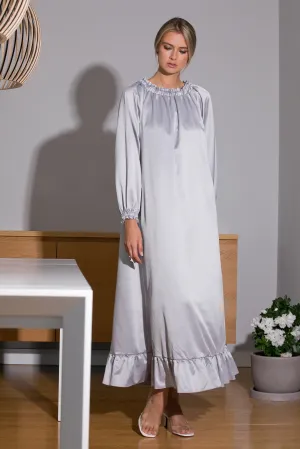 Grey Satin Dress, Maxi Dress, Elegant Dress, Kaftan Dress, Satin Clothing, Formal Dress, Boho Dress, Long Sleeve Dress, Cocktail Dress