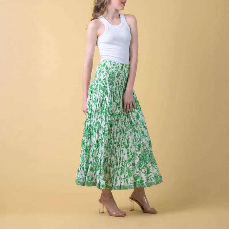 HANDPRINT DREAM APPAREL Arista Skirt in Runa Green