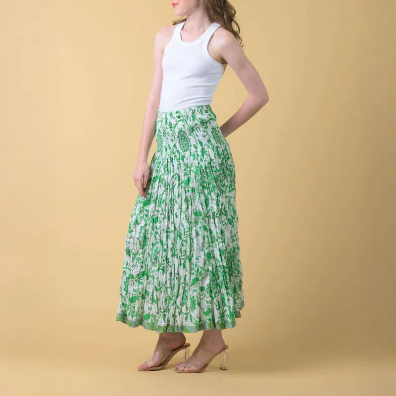 HANDPRINT DREAM APPAREL Arista Skirt in Runa Green
