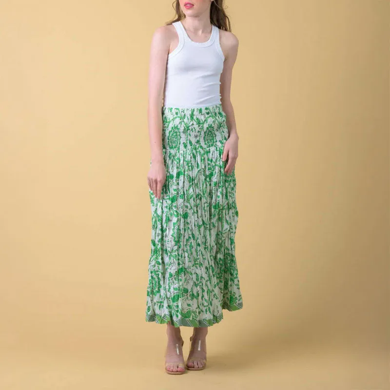 HANDPRINT DREAM APPAREL Arista Skirt in Runa Green