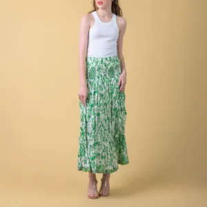HANDPRINT DREAM APPAREL Arista Skirt in Runa Green