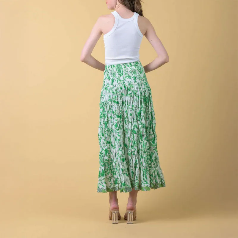 HANDPRINT DREAM APPAREL Arista Skirt in Runa Green