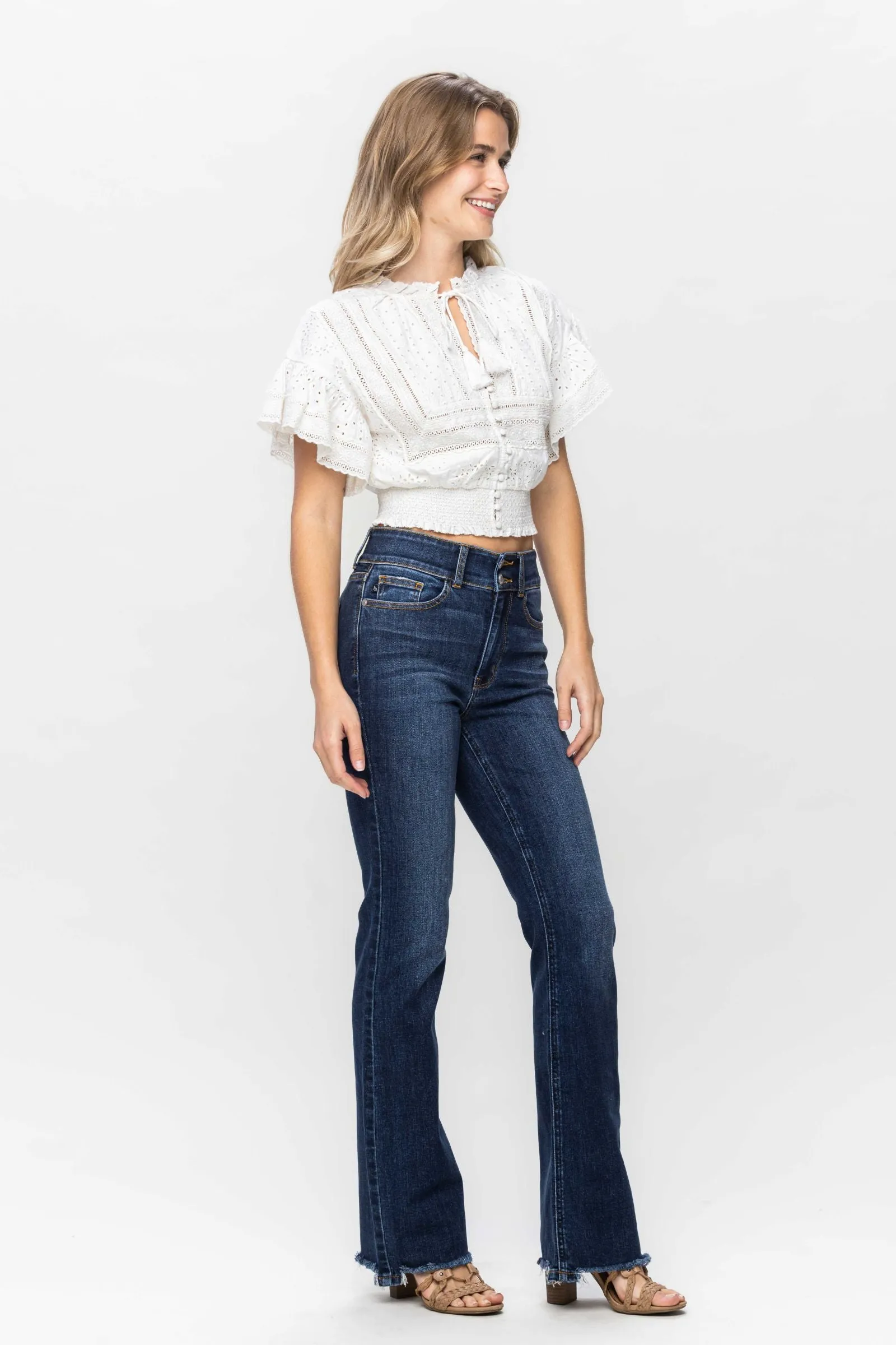 HIGH WAISTED VINTAGE FRAYED HEM BOOTCUT