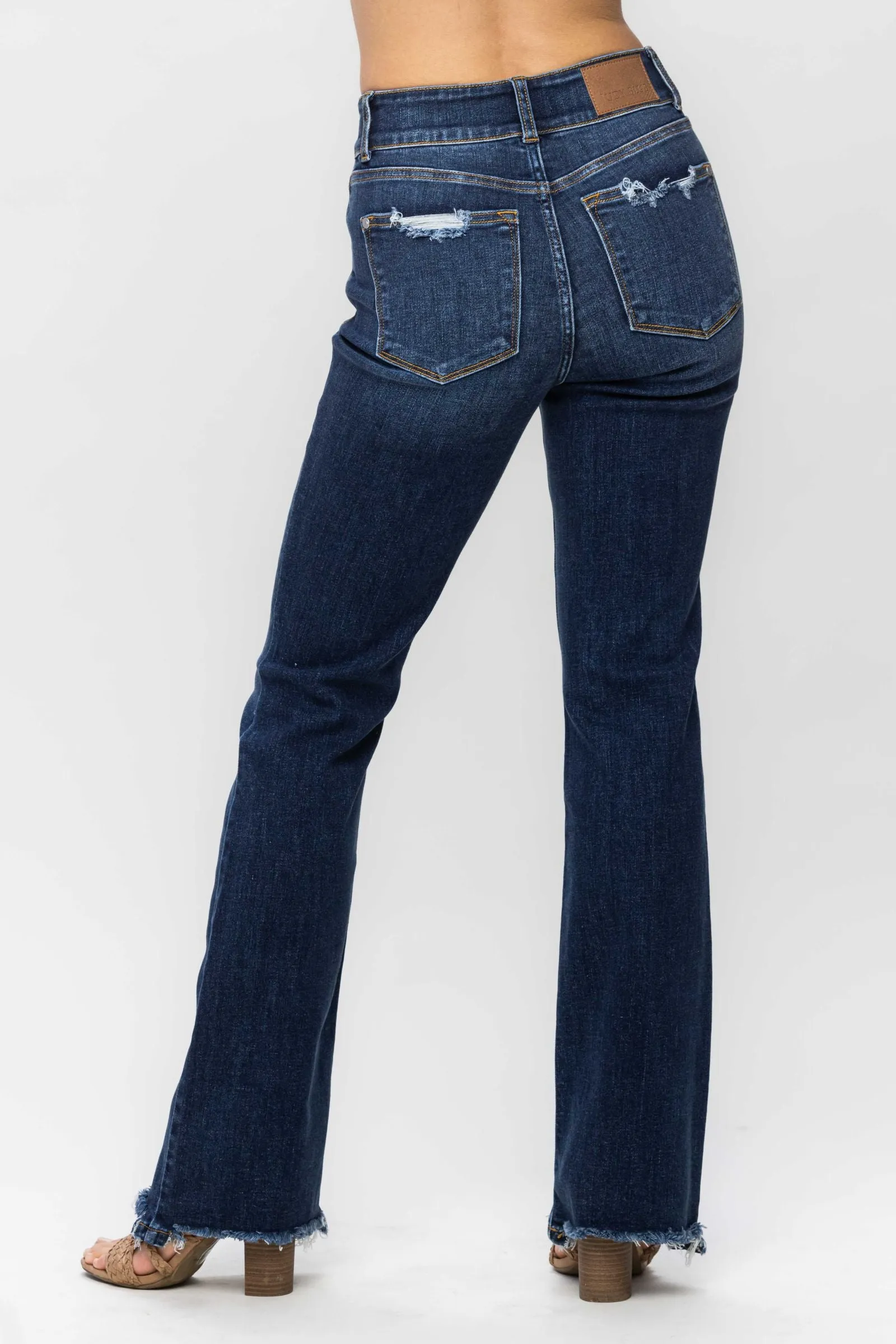 HIGH WAISTED VINTAGE FRAYED HEM BOOTCUT