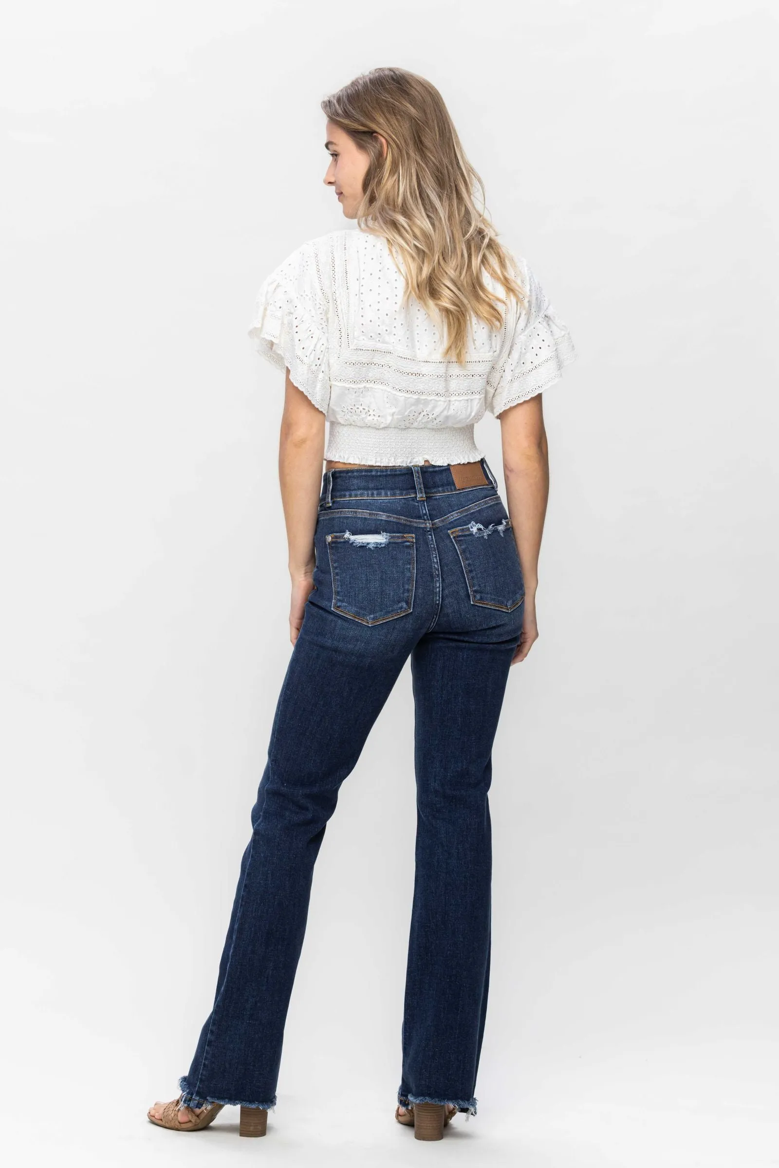 HIGH WAISTED VINTAGE FRAYED HEM BOOTCUT