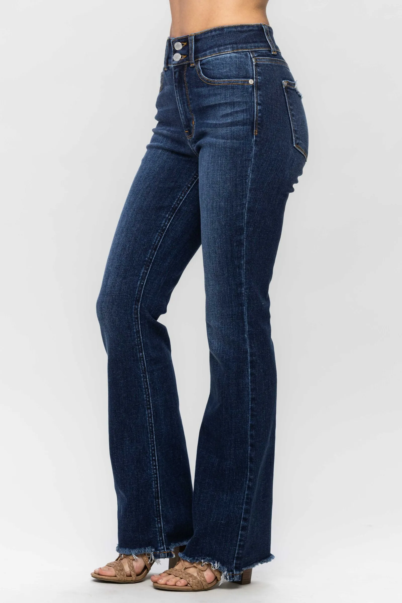 HIGH WAISTED VINTAGE FRAYED HEM BOOTCUT