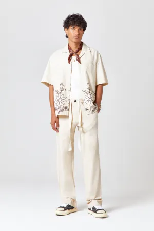 Homme Cream Drawstring Trousers