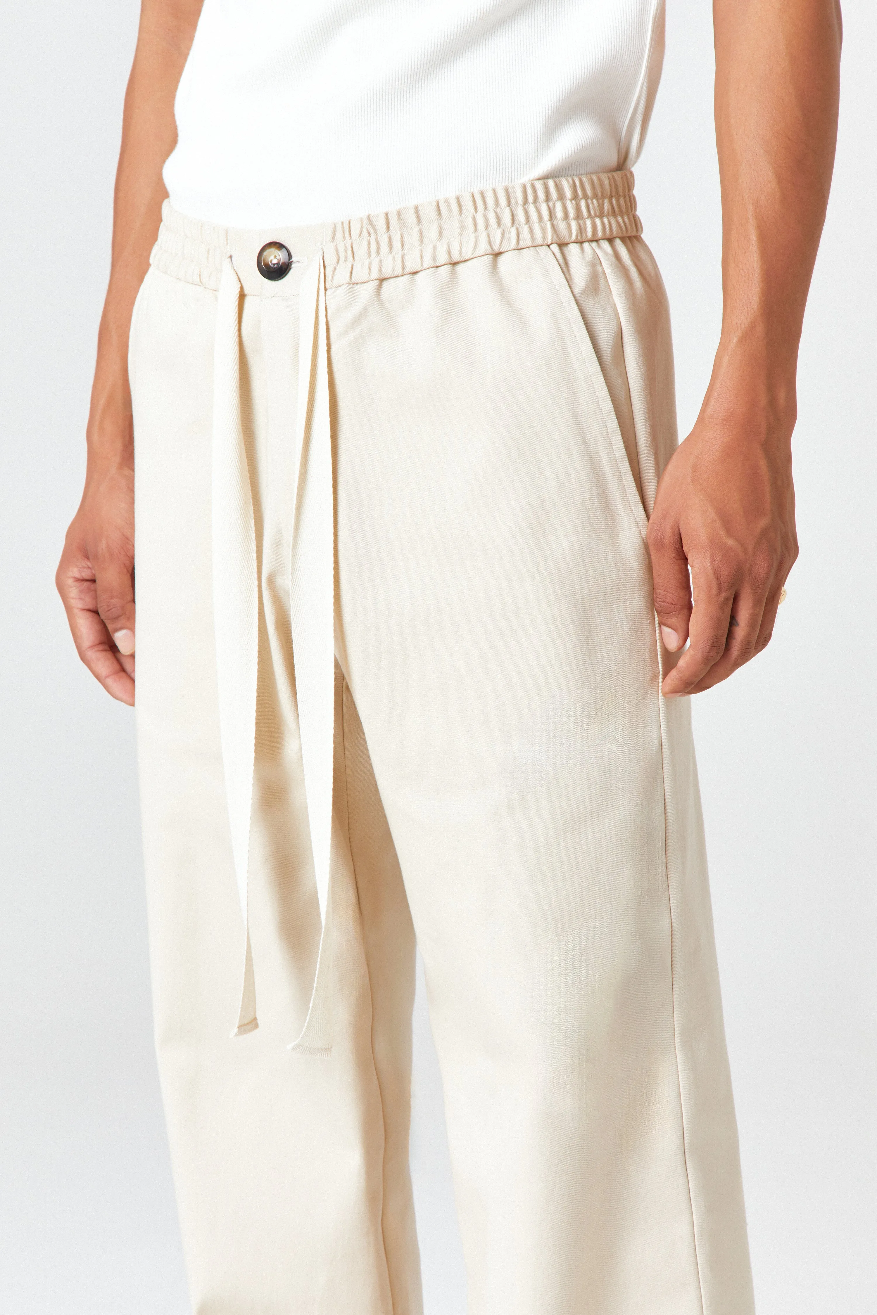 Homme Cream Drawstring Trousers