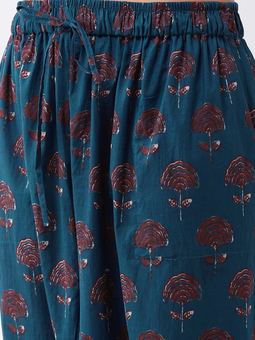 Indigo Maroon Print Harem Pant