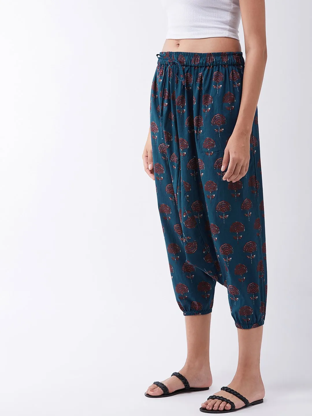 Indigo Maroon Print Harem Pant