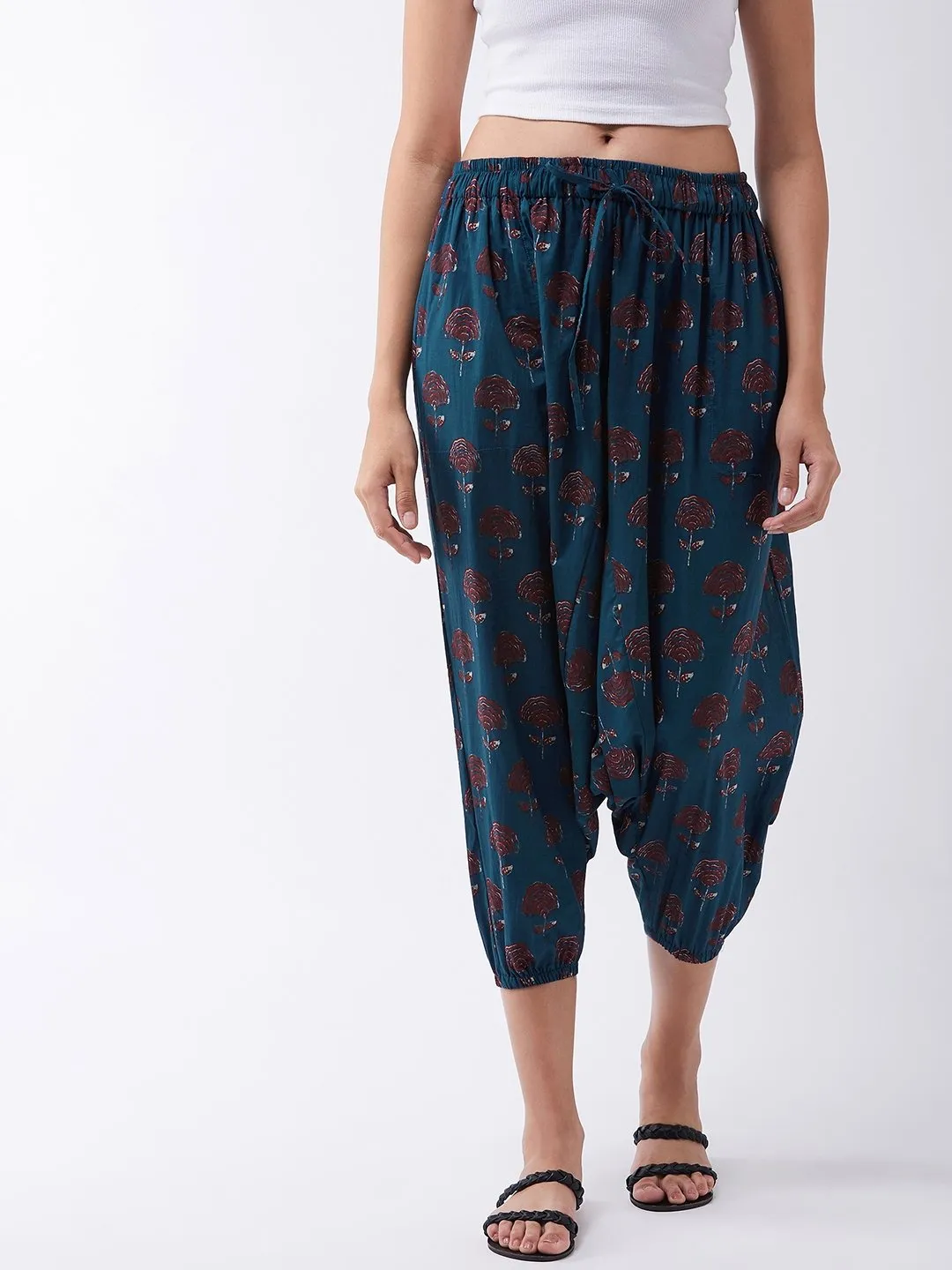 Indigo Maroon Print Harem Pant