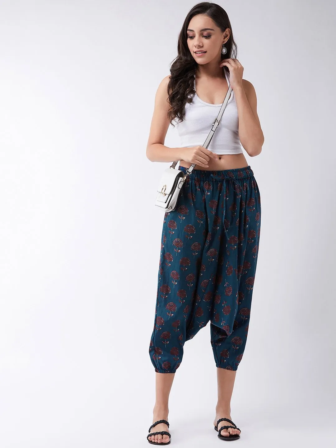 Indigo Maroon Print Harem Pant