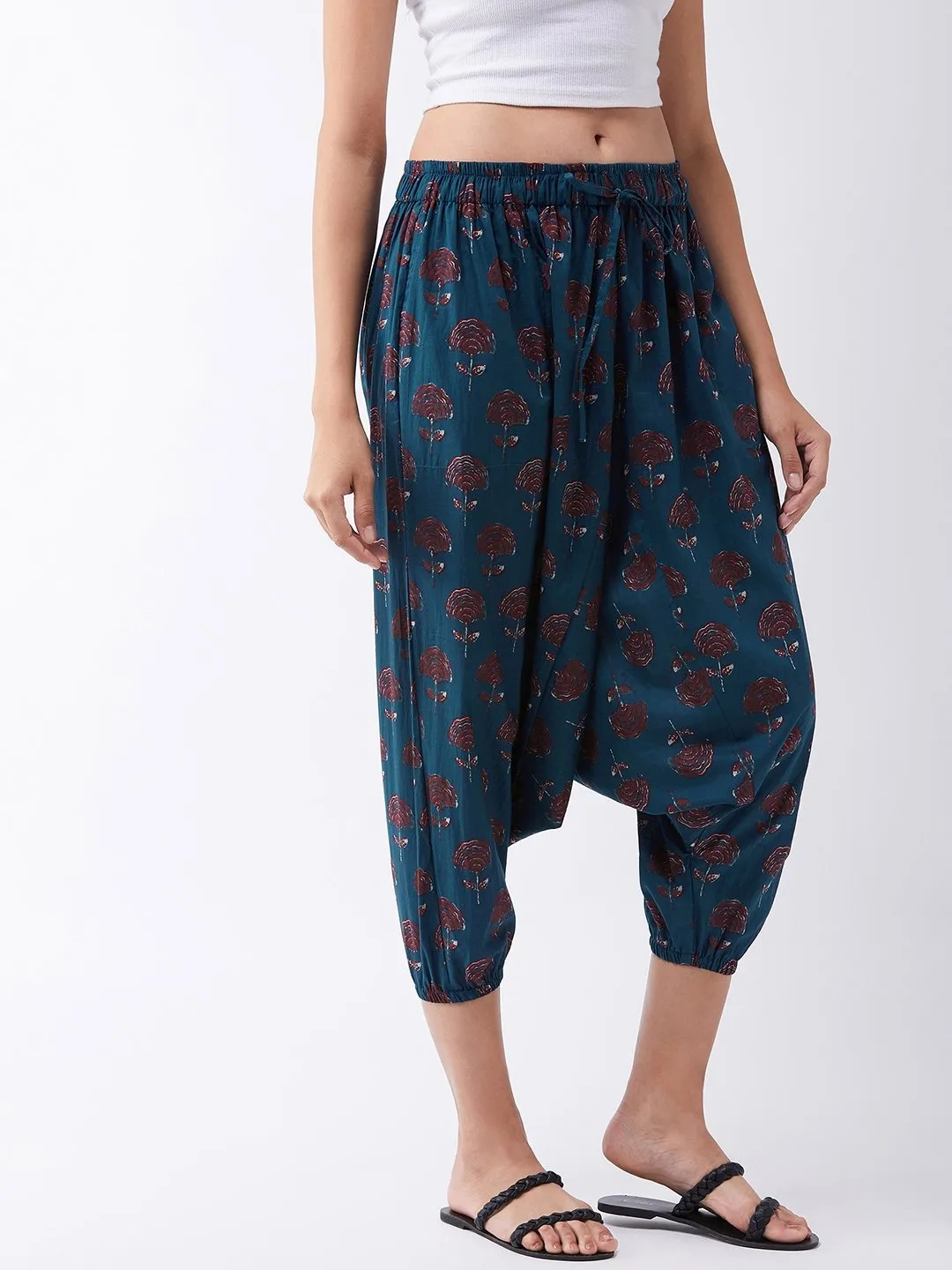 Indigo Maroon Print Harem Pant