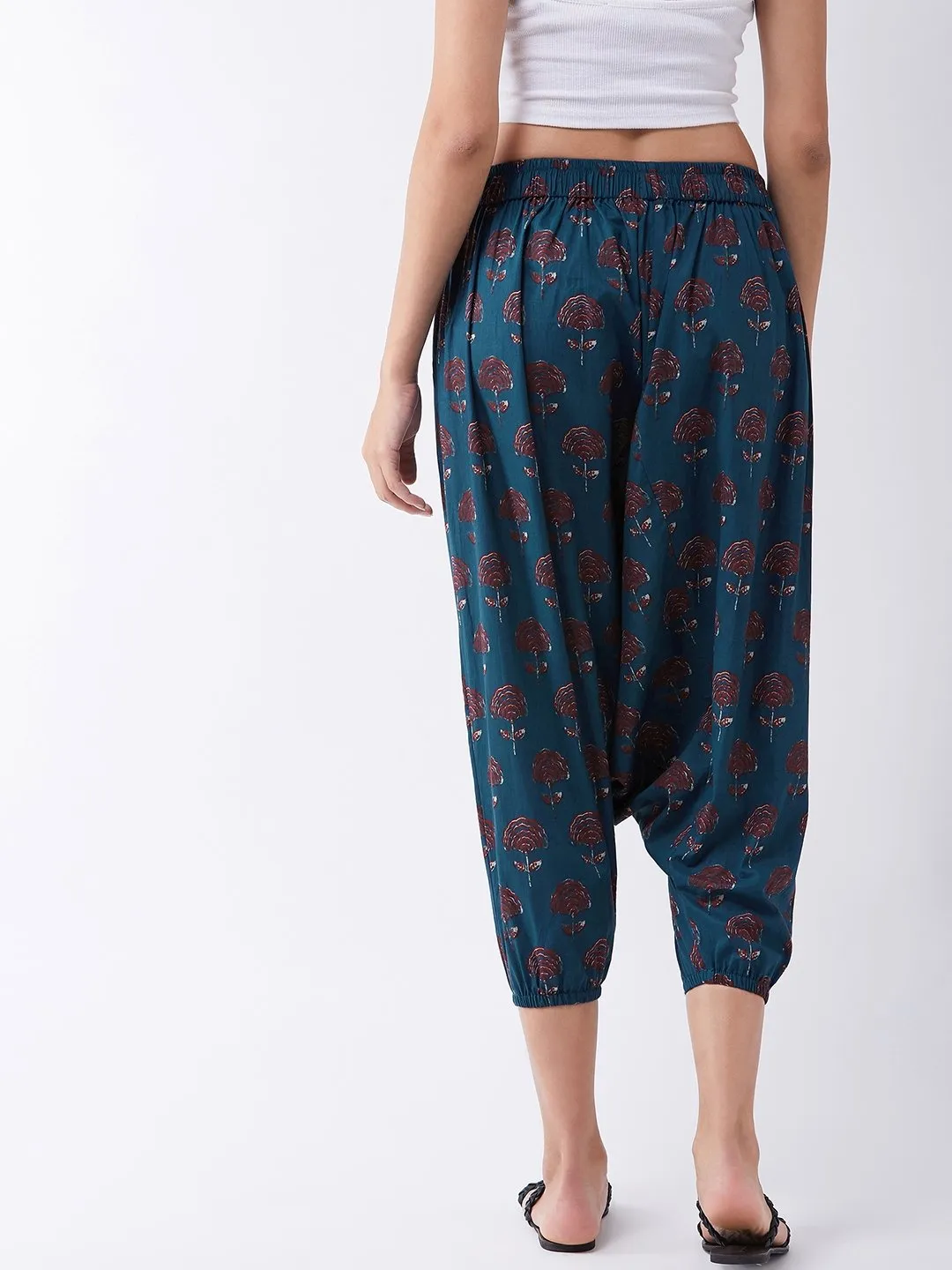Indigo Maroon Print Harem Pant