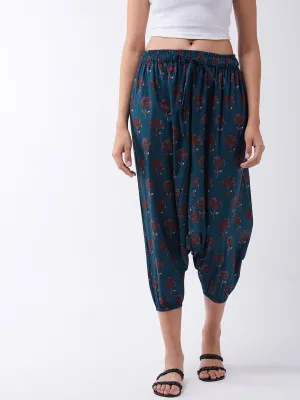 Indigo Maroon Print Harem Pant