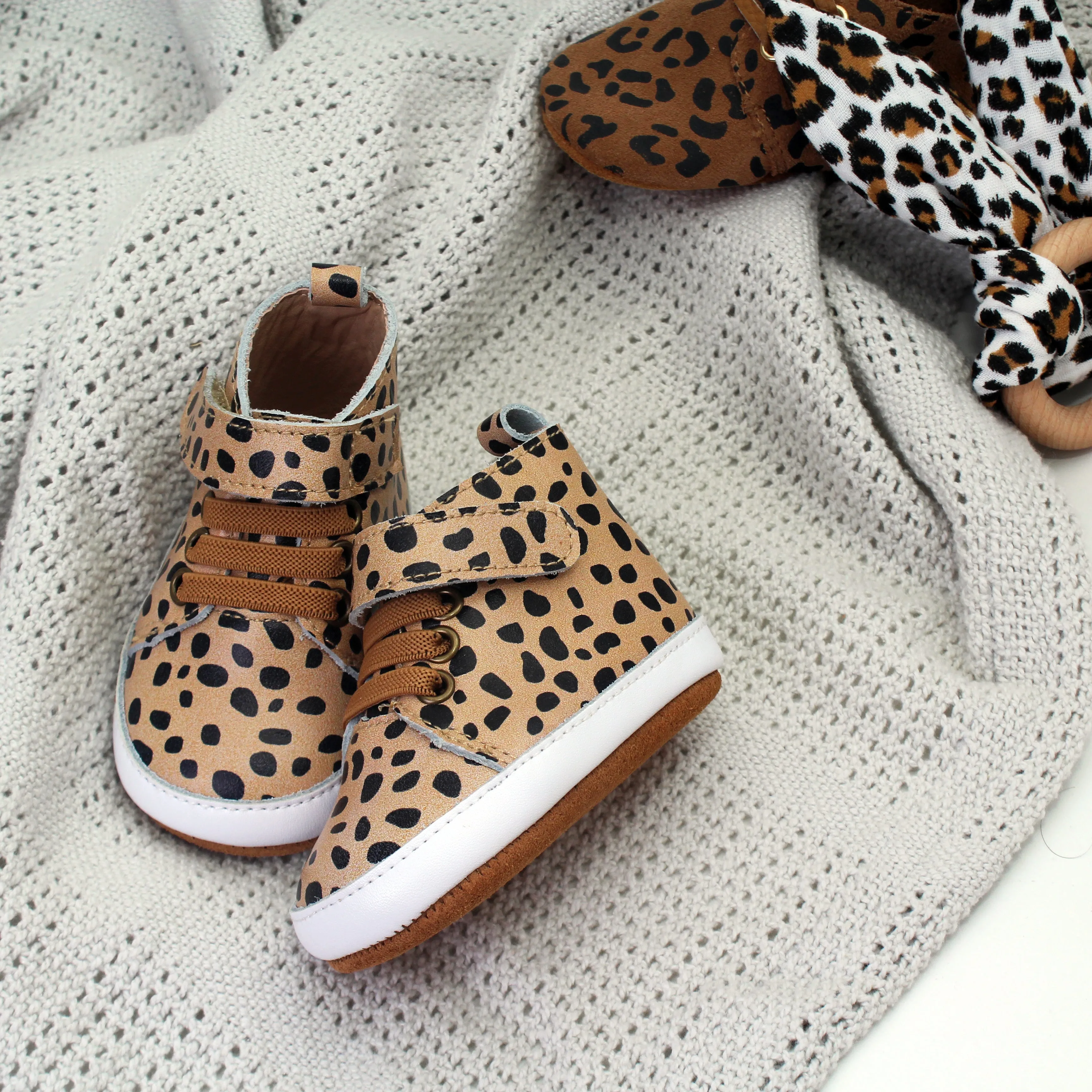 Jagger Tan Animal Print Unisex Trainers