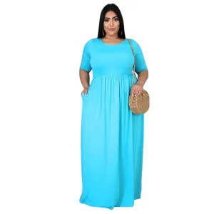 Kallista Plus Size Short Sleeve Empire Waist Maxi Dress