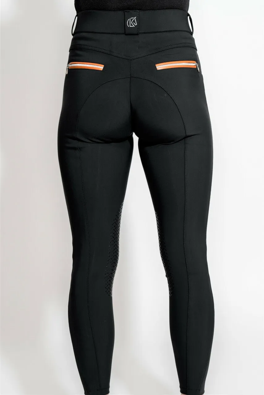 KL Select Gabrielle Knee Patch Breech - Black/Cognac