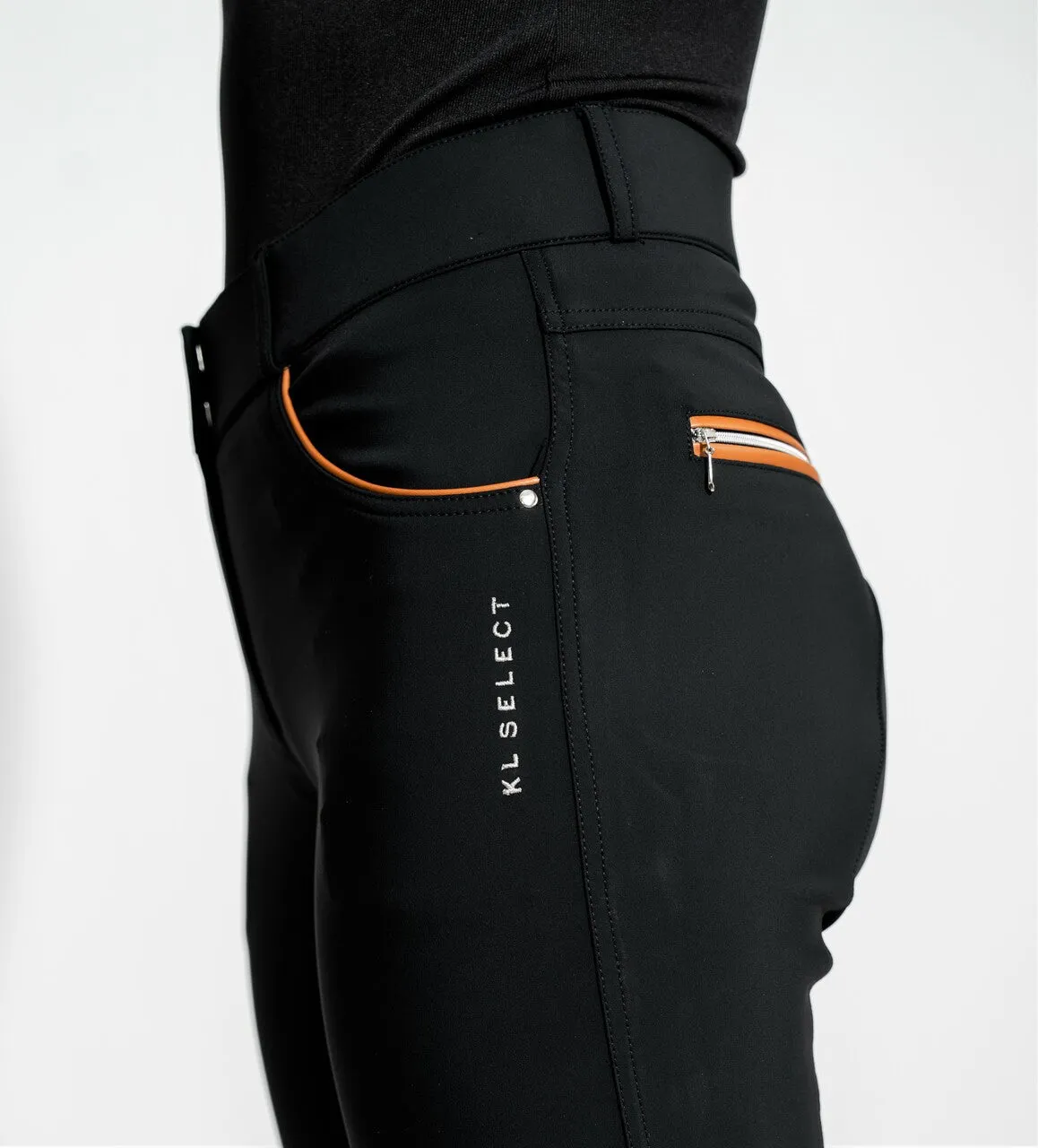 KL Select Gabrielle Knee Patch Breech - Black/Cognac