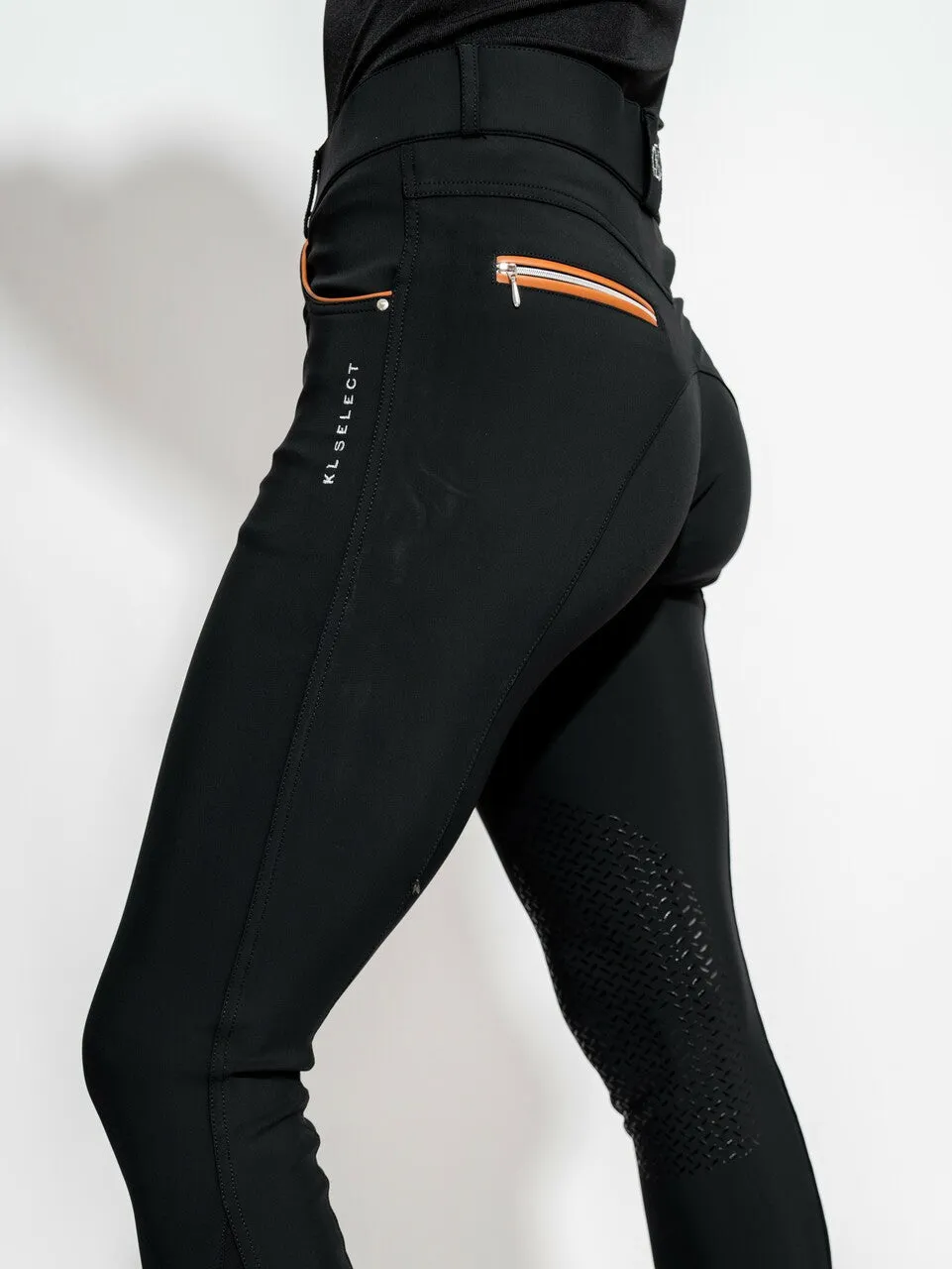 KL Select Gabrielle Knee Patch Breech - Black/Cognac