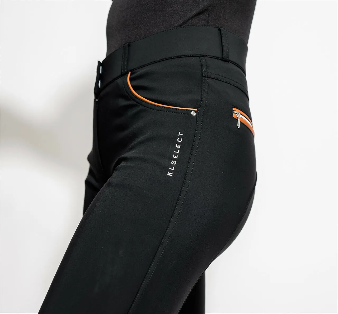 KL Select Gabrielle Knee Patch Breech - Black/Cognac