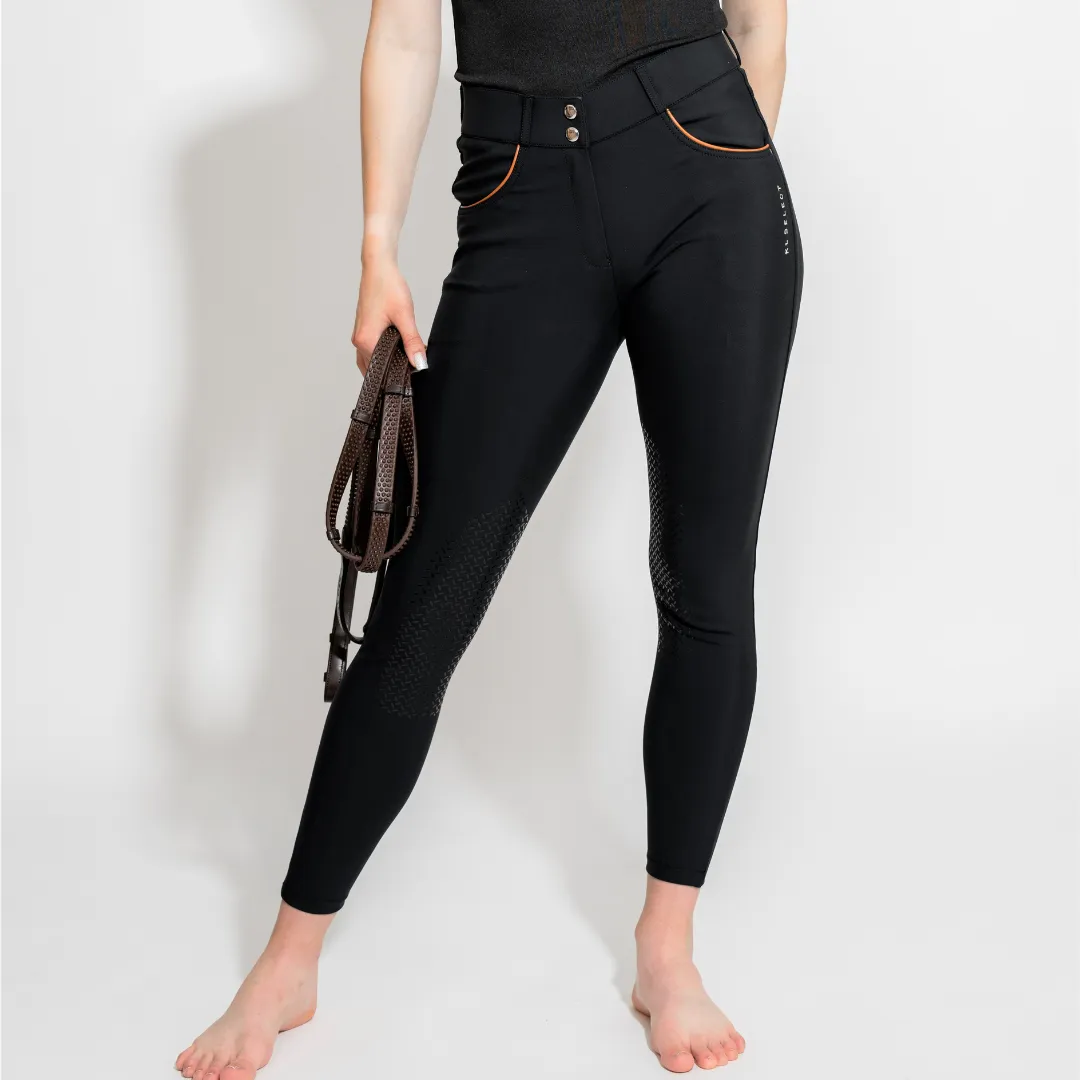 KL Select Gabrielle Knee Patch Breech - Black/Cognac