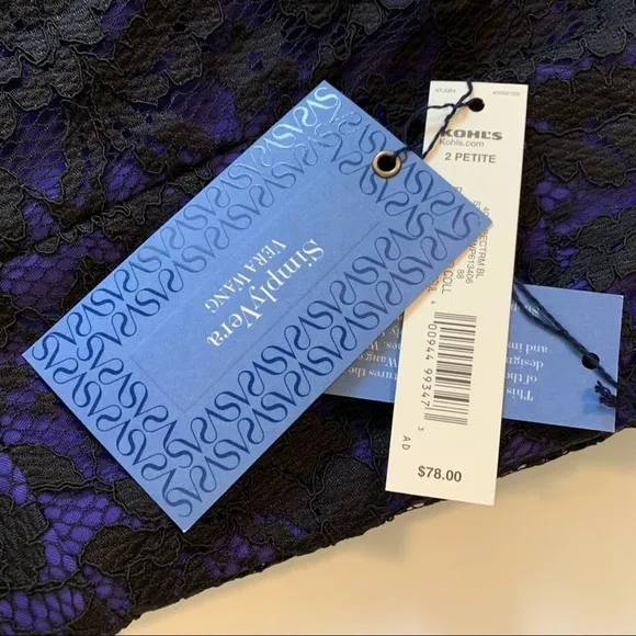 𝅺KOHL’S Simply Vera Blue/Purple &amp; Black Lace Dress 2P