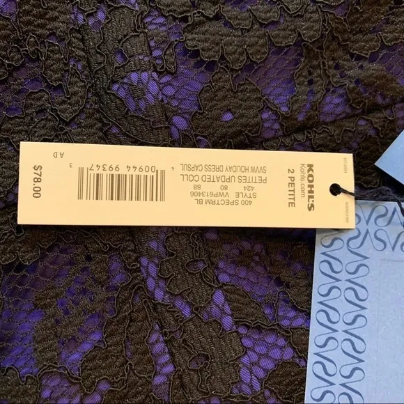 𝅺KOHL’S Simply Vera Blue/Purple &amp; Black Lace Dress 2P