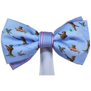 Labrador Dog Fly Fishing and Duck Hunting Blue Magnetic Bow Tie