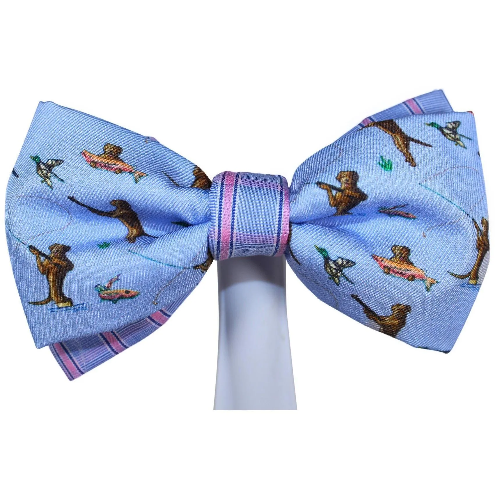 Labrador Dog Fly Fishing and Duck Hunting Blue Magnetic Bow Tie