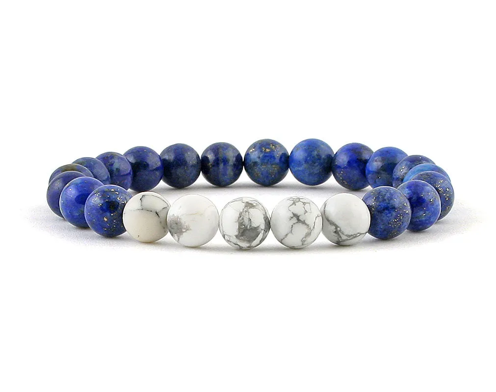 Lapis lazuli and natural howlite women’s bracelet