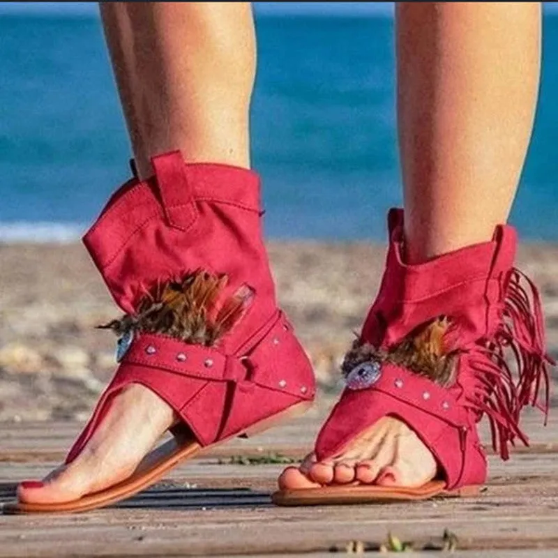 Leopard Fringe Flip Flops