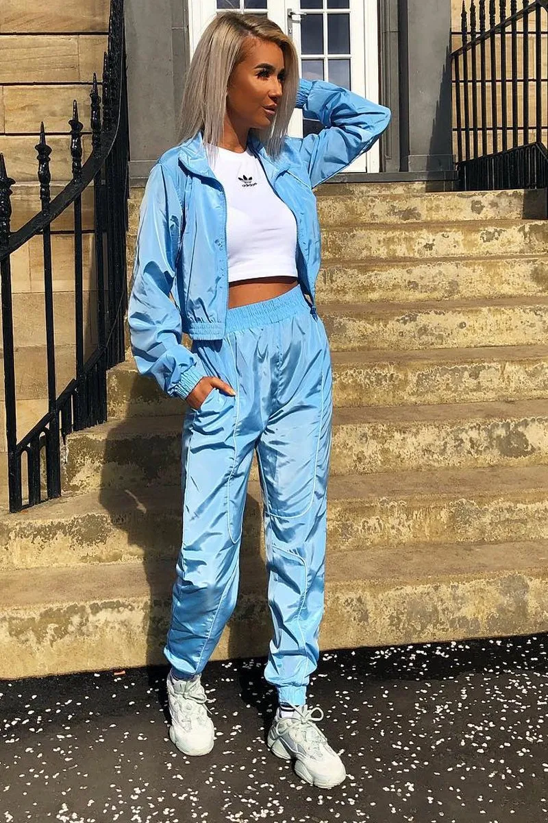Light Blue Zip Front Hoodie Cuff Jogger Co-Ord - Kason