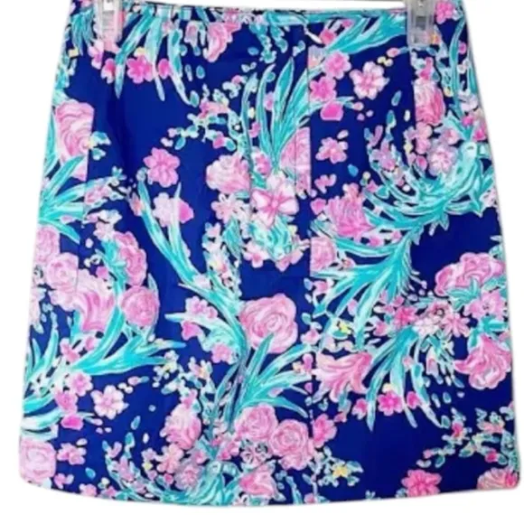 LILLY PULITZER Izzy Corsica Pink/Blue Toucan Party Skirt SZ 12 NWOT