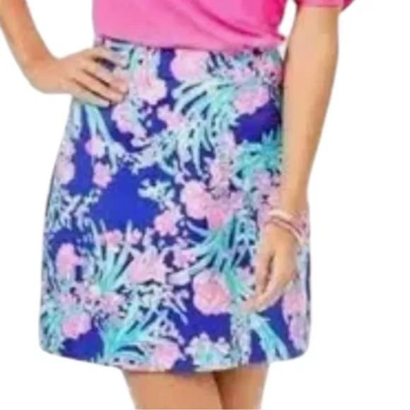 LILLY PULITZER Izzy Corsica Pink/Blue Toucan Party Skirt SZ 12 NWOT
