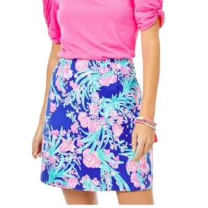 LILLY PULITZER Izzy Corsica Pink/Blue Toucan Party Skirt SZ 12 NWOT