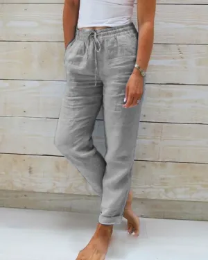 Linen-Blend Pants | Light Blue | Relaxed Fit and Breathable