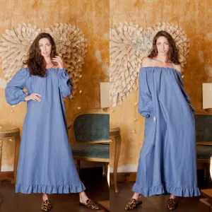 Linen Maxi Dress, Off Shoulder Dress, Linen Clothing, Boho Dress, Maternity Dress, Plus Size Linen, Long Linen Dress, Beach Wedding Dress