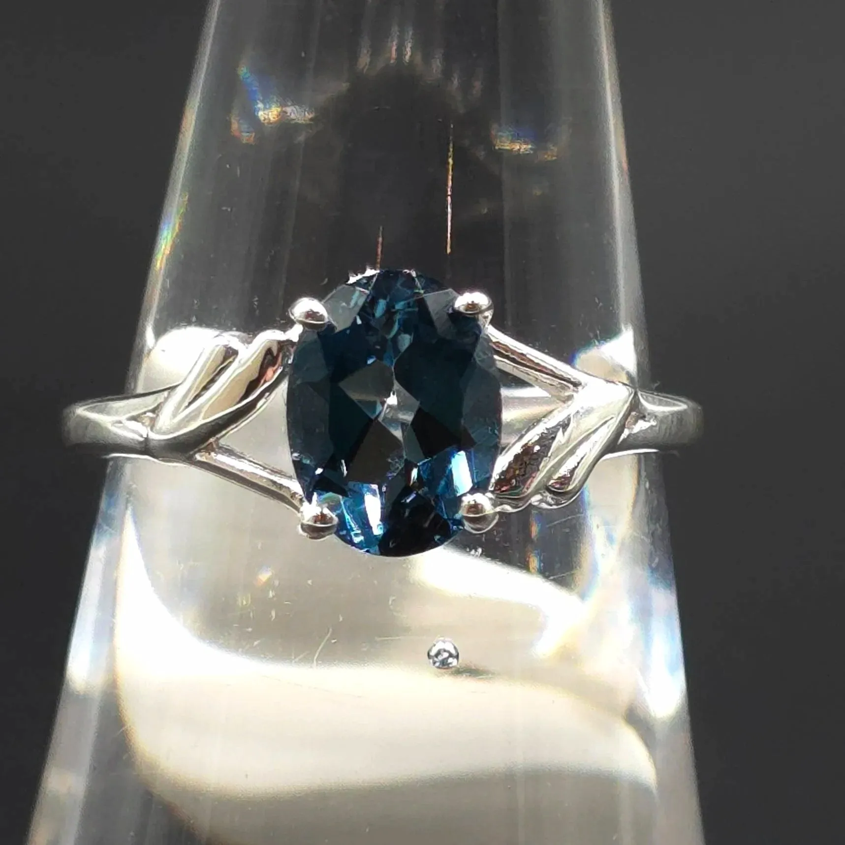 London Blue Topaz Ring 1.25ct Sterling Silver Solitaire